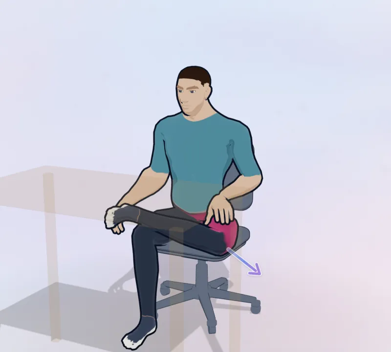 La figura di Moveful che esegue l'esercizio «stretching a figura 4 da seduti»